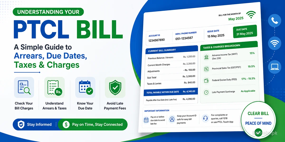 Understanding Your PTCL Bill: Arrears, Due Dates, Taxes & Charges Explained