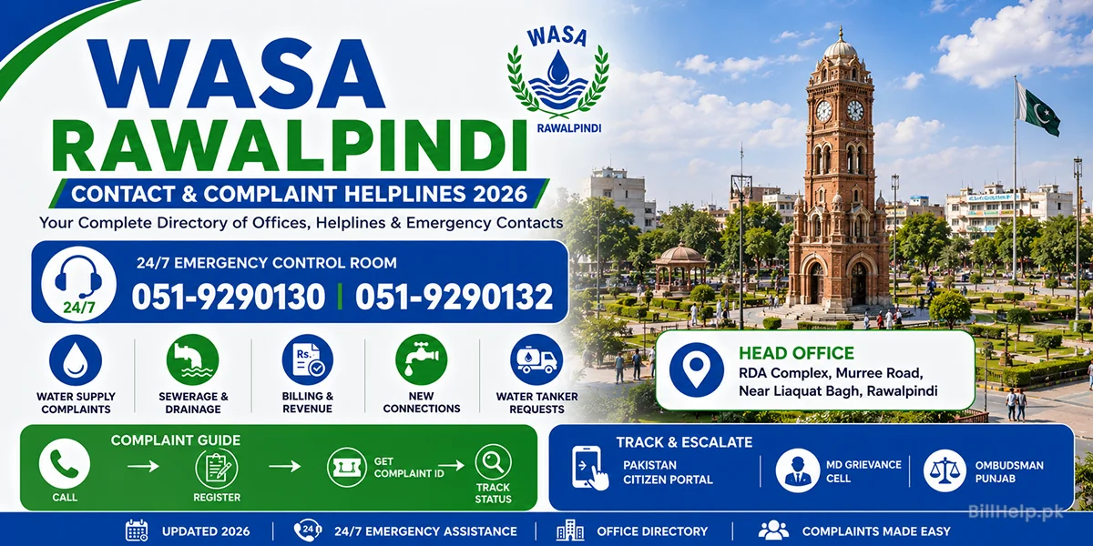 WASA Rawalpindi Contact Numbers, Office Addresses & Complaint Helplines (2026 Directory)