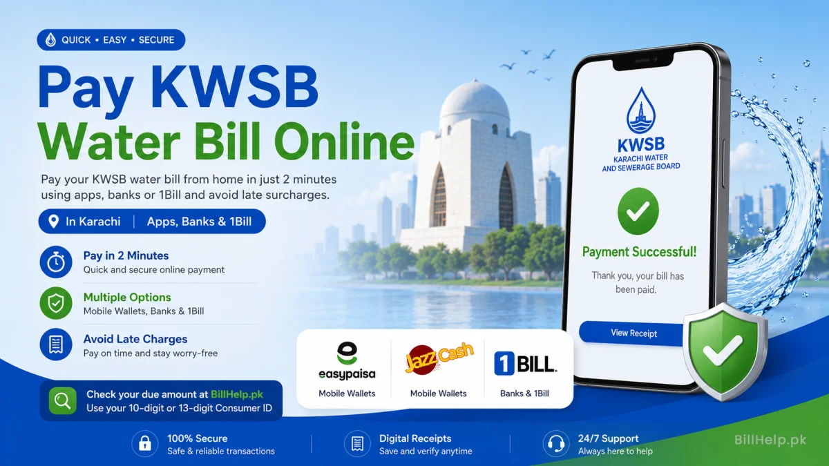 How to Pay KWSB Water Bill Online in Karachi (Apps, Banks & 1Bill)