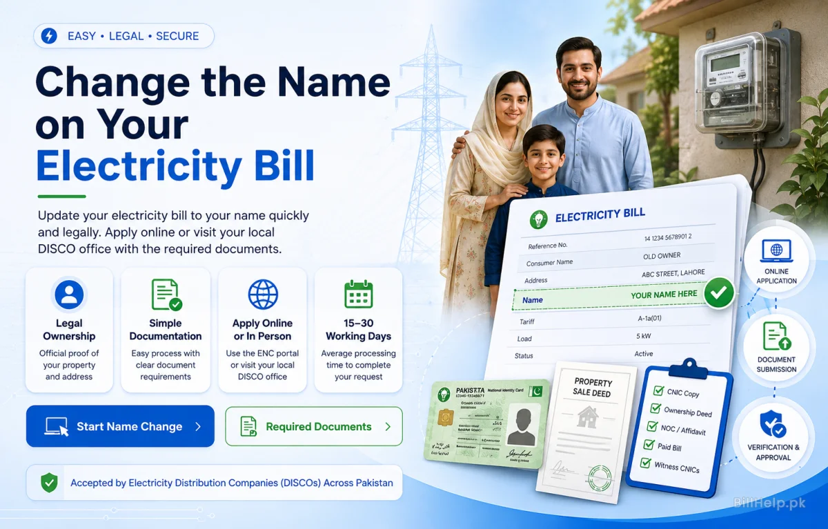 How to Change the Name on Your Electricity Bill in Pakistan