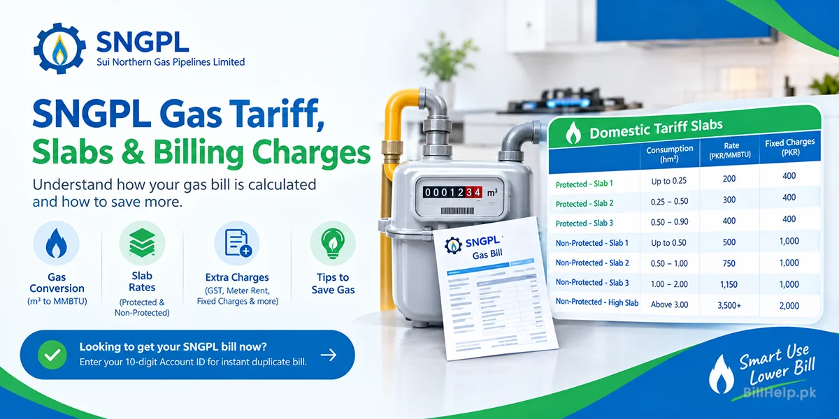 SNGPL Gas Tariff, Slabs & Billing Charges