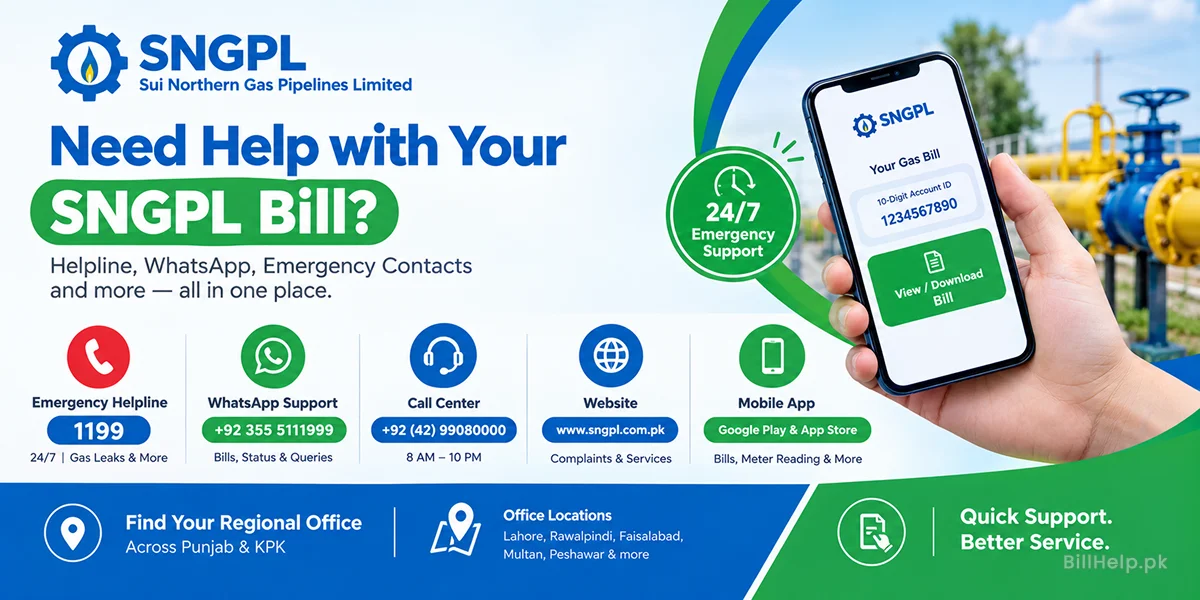 SNGPL Helpline, Complaints, WhatsApp & Emergency Contacts