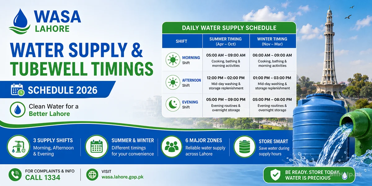 wasa lahore time schedule